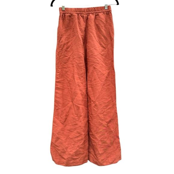 H&M Women's Linen Blend Pull-On Trousers in Burnt Orange Size XS - Picture 3 of 6